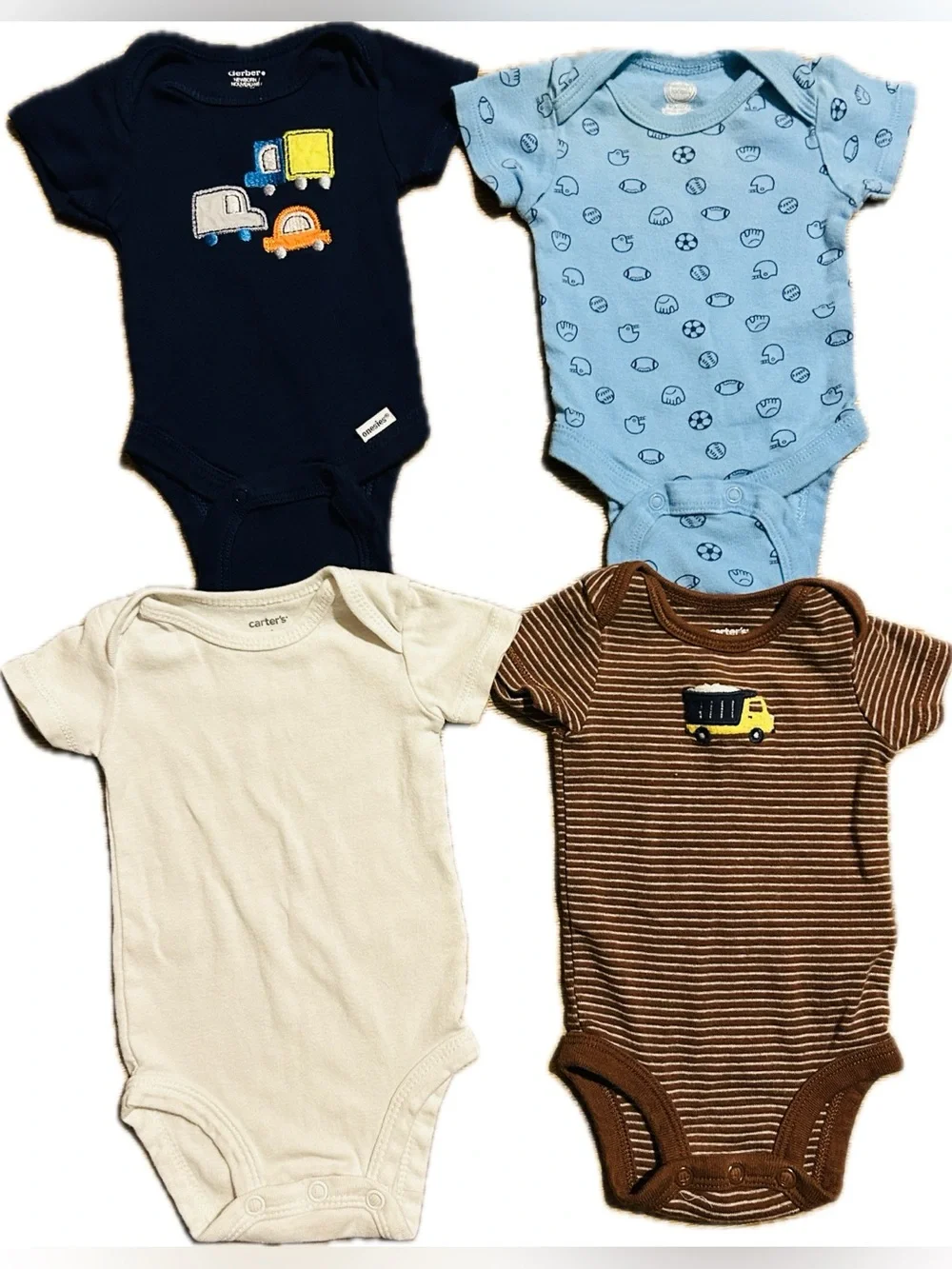 Baby Boys 4 Pack Bodysuits - NEWBORN